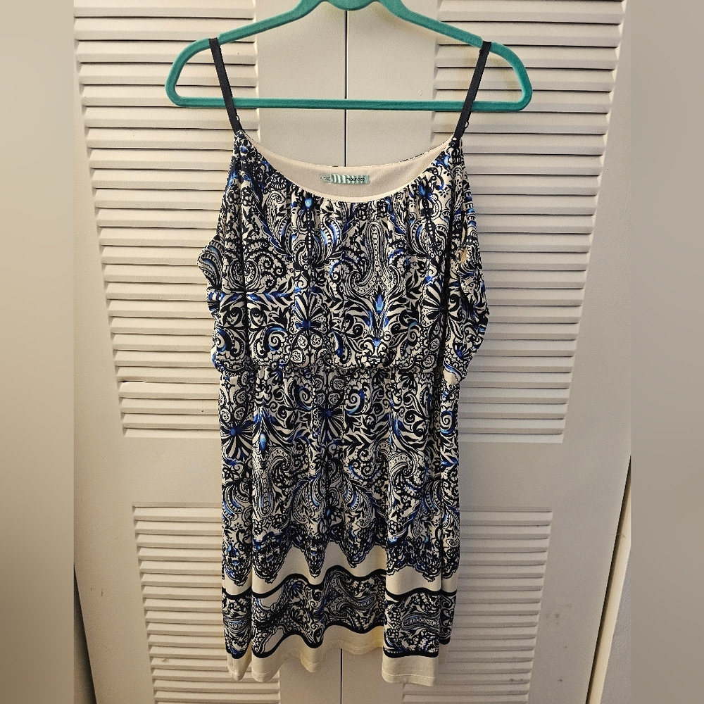Maurices Blue and White Paisley Dress - XL